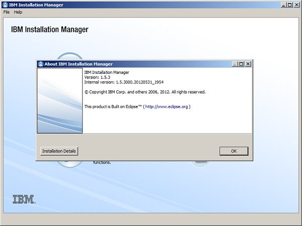 IBM Installation Manager - Diálogo Acerca de IBM Intallation Manager