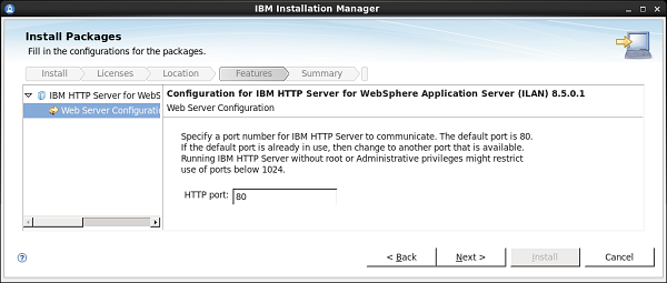 Selección del puerto utilizado por el servidor IBM HTTP Server