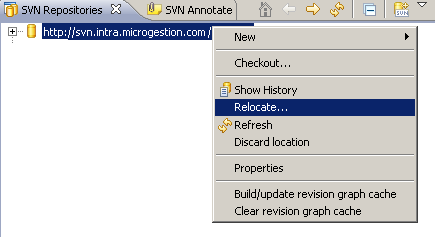 Eclipse - svn - Relocate